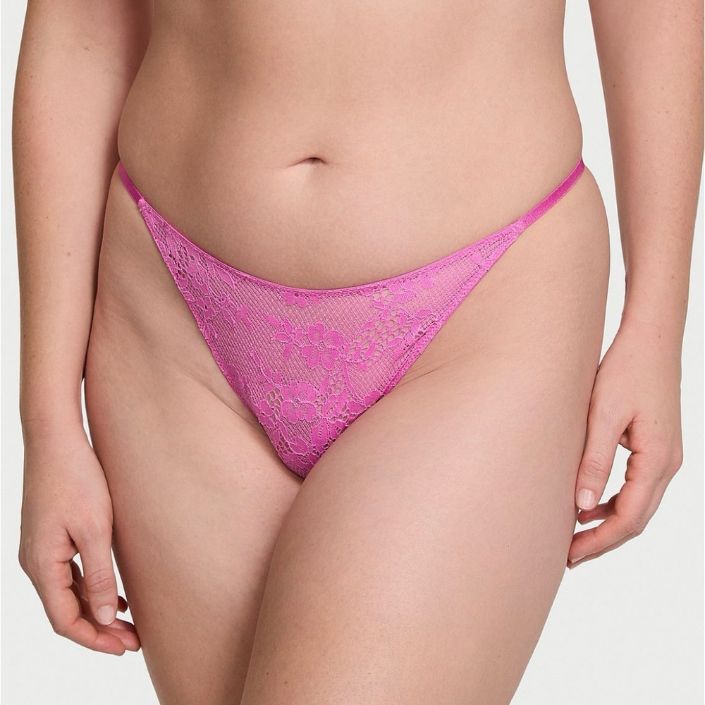 NWT Victoria's Secret Vibrant Pink Lace Panty Size Medium